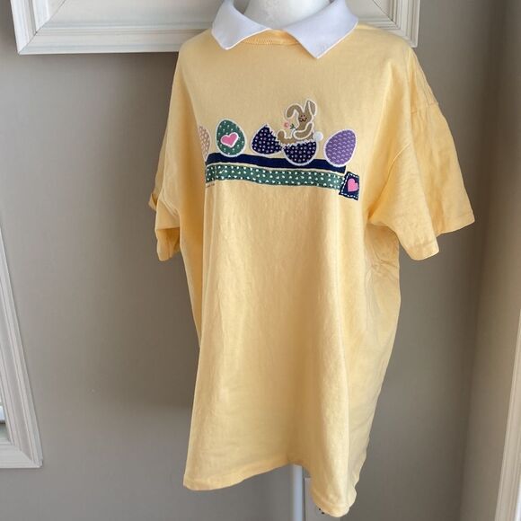 Vintage Spring Easter Bunny Shortsleeve Yellow T-Shirt - Picture 2 of 10